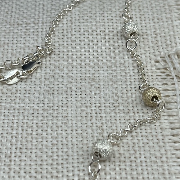 Vintage Milor Italy .925 Sterling Silver & Gold-Plated Stardust Bead Necklace - Picture 10 of 17